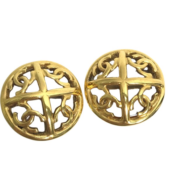 Chanel Coco Mark Gold Gold Plated earring - Picture 1 of 6